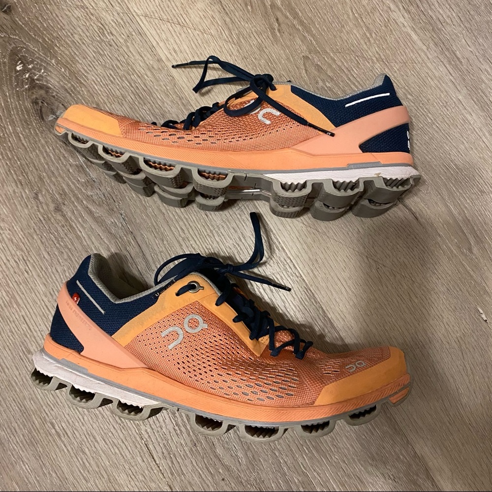 On Cloudsurfer Women Running Shoes | Coral/Navy 9